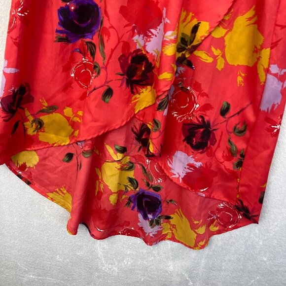 NWT Angie Faux Wrap Midi Dress Size Medium M Floral Red Pink Lightweight Summer - Picture 8 of 13